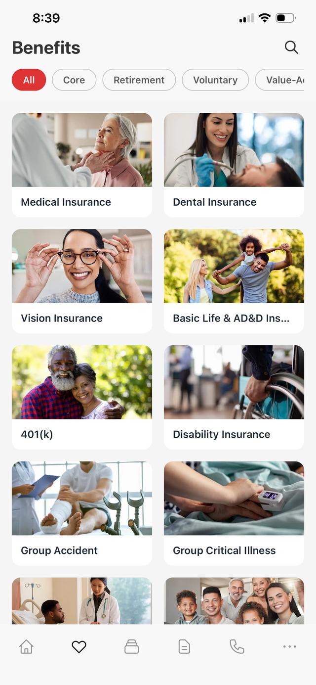 Benefits directory in the mobile app