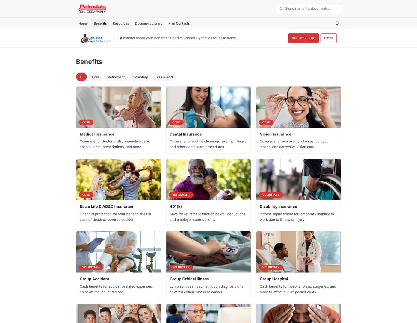 Benefits directory on the website