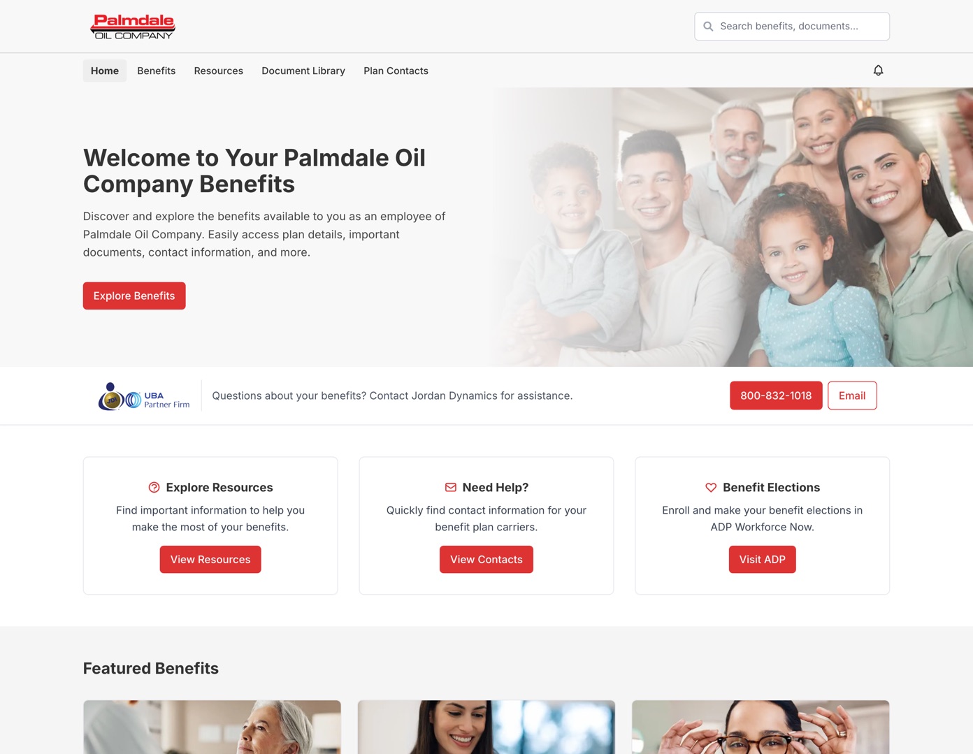 Branded benefits website homepage